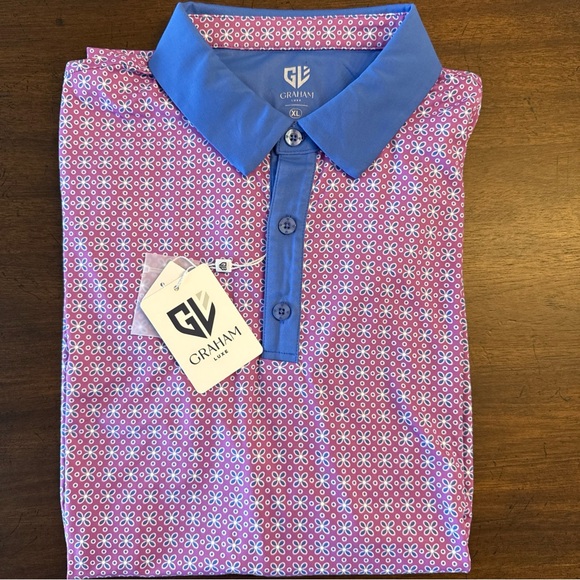 Graham Luxe Golf Polo Shirt Mens Sz XL Performance NWT Bright Purple - Picture 1 of 8